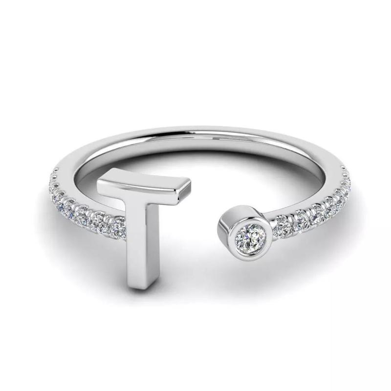 Jewelry alphabet ring T