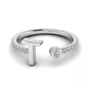 Jewelry alphabet ring T