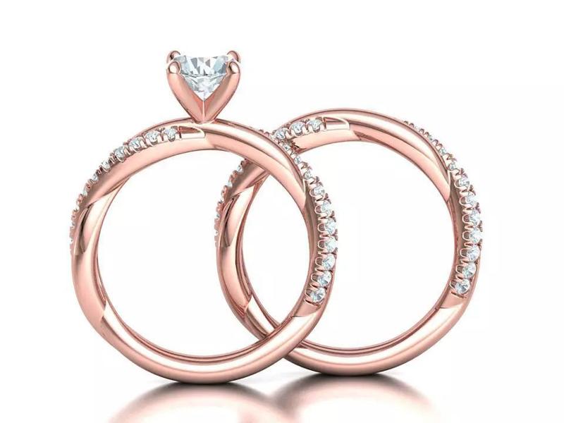 Classic Engagement Ring 1ct and Wedding Band Bridal Set 3dmodels