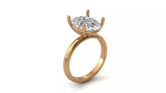 Classic 4-Prong Solitaire Engagement Ring 3D Model STL
