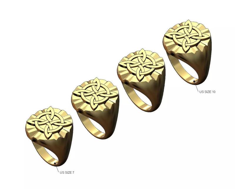 Celtic ornament claw marks oval signet US sizes 7to10