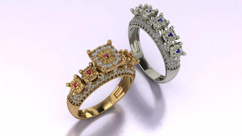 Couples Ring set Jewelry model - Royal Bloom for him and her