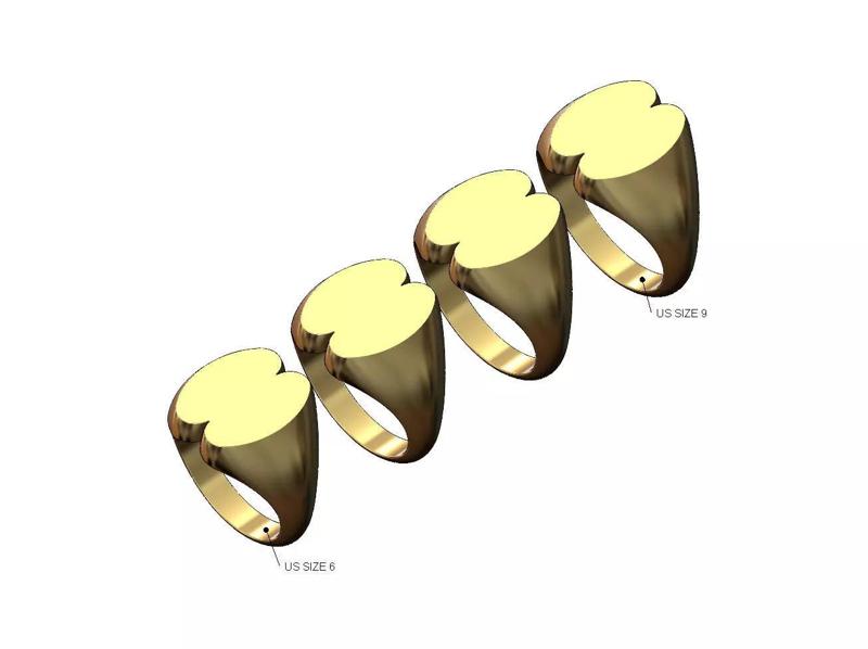 Carved lobes signet ring US sizes 6to9