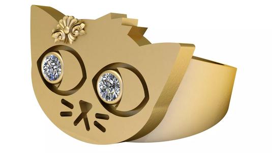 CAT ANIMAL FACE DESIGN RING 3D PRINTABLE MODEL