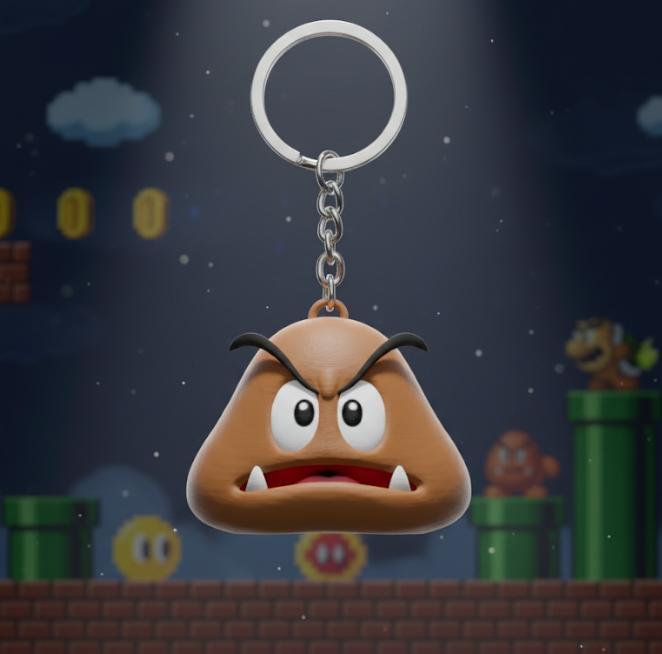 Goomba Head Keychain - Super Mario Classic Enemy - Super Mario - Ready to Print