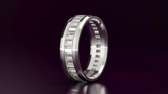 channel set baguette straight eternity band 54EU size