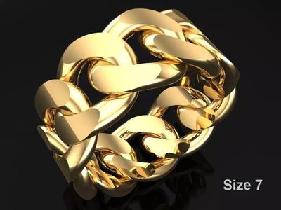 Chain ring - Miami Cuban ring - Link ring - Size 07
