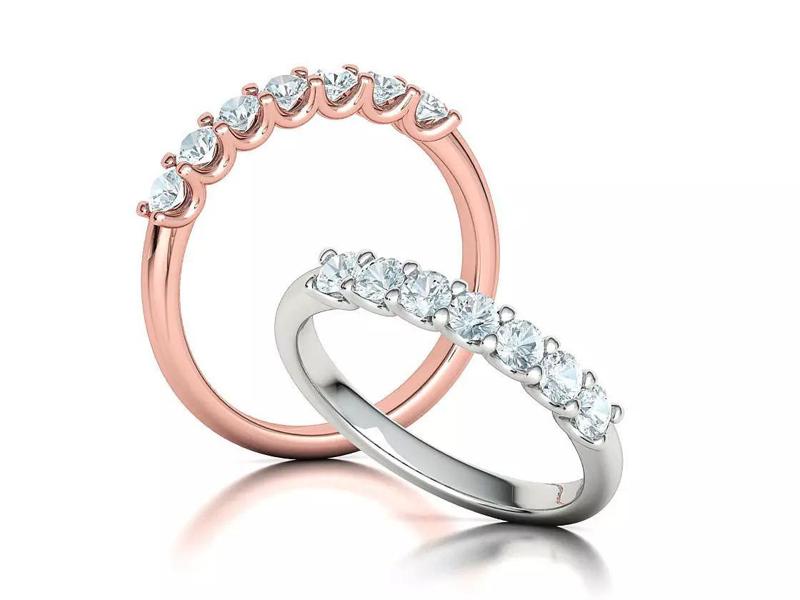 7 stone band U-shaped half eternity band ring 3dmodel