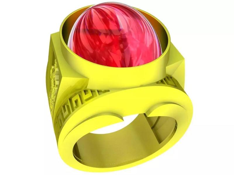 Oval Ruby Lucky Dragon Men Ring 3D Print Model A5411