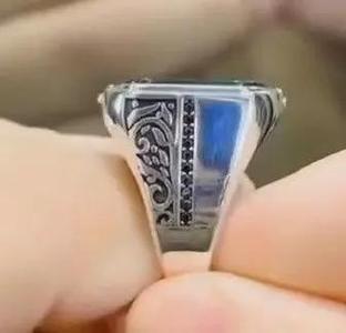 Revolving Gents Ring with Sword and Gem