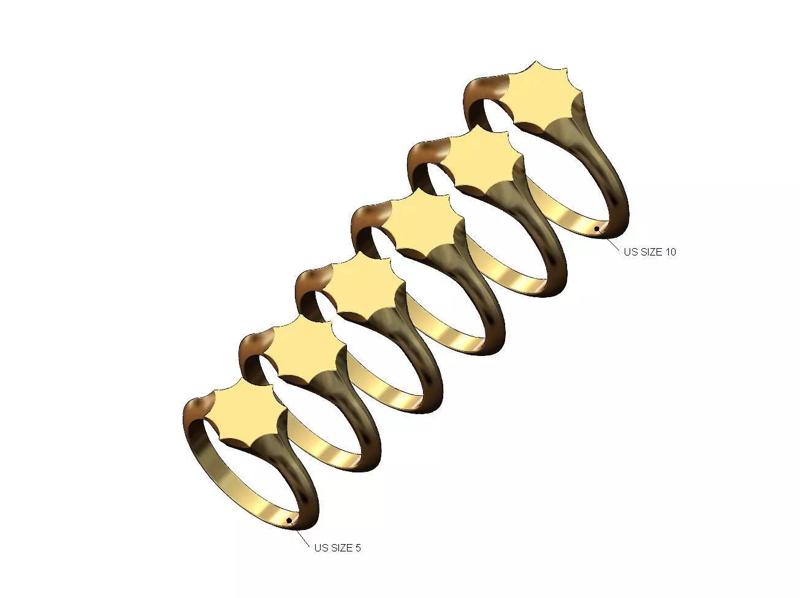 8 point star signet ring US sizes 5to10