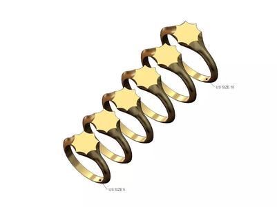 8 point star signet ring US sizes 5to10