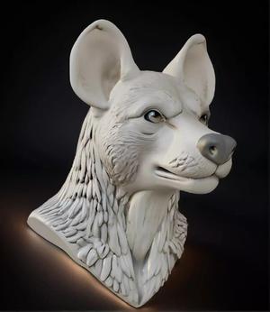 Hyena Head Bust 3D Model - STL Printable Wildlife Sculpture