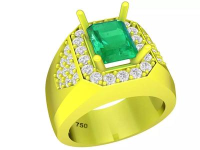 5156 korean style emeral and diamond men ring