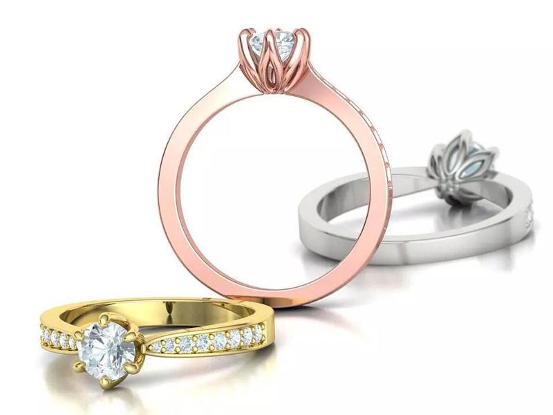 6 prong Engagement Ring Half Carat Stone 3dmodel