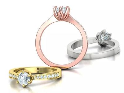 6 prong Engagement Ring Half Carat Stone 3dmodel