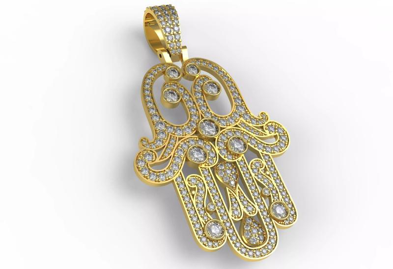 Antique Hamsa Hand Art Deco Pendant