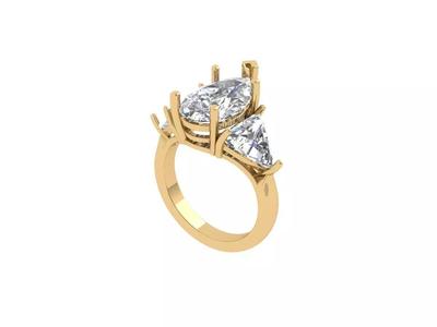 Pear 3 Stone Bridal Ring
