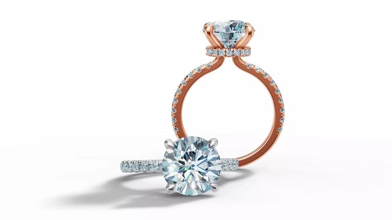 4ct Solitaire Engagement Ring Underhalo 10mm gem 3Dmodel