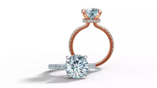 4ct Solitaire Engagement Ring Underhalo 10mm gem 3Dmodel