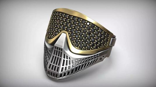 Paintball Gems Mask Blackened Silver Ring