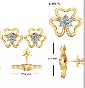 Solitaire Earrings 3DM STL OBJ FBX Render Details
