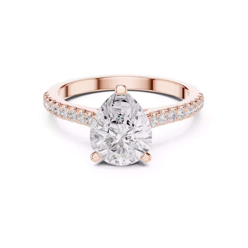 Pear Cut Hidden Halo Diamond Pave Engagement Ring 3DM STL Video