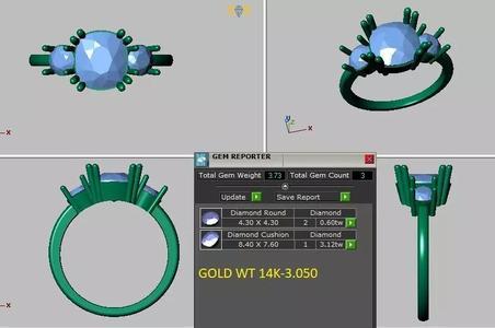3 stones cushion engagement ring