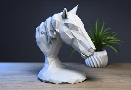 horse head low-poly, Horse head headphone stand, modern minimal heaphone stand, Low-poly horse, Perfect Gamer Gift, a413 (2)