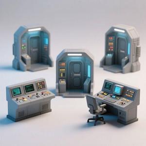 Sci-Fi Control Room Miniatures