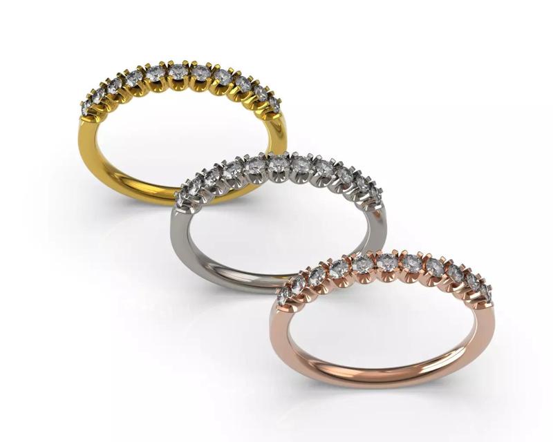 Diamond Band Ring 11 stones 2mm WR10