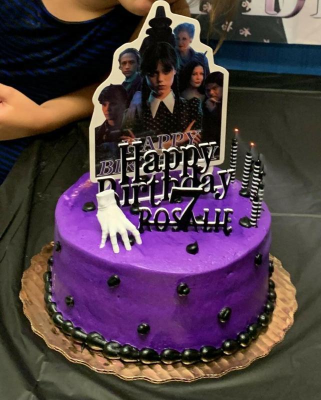 Rosalie 7 years old Wednesday Addams Birthday Cake Topper Name Sign