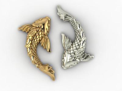 koi fish relief 3D
