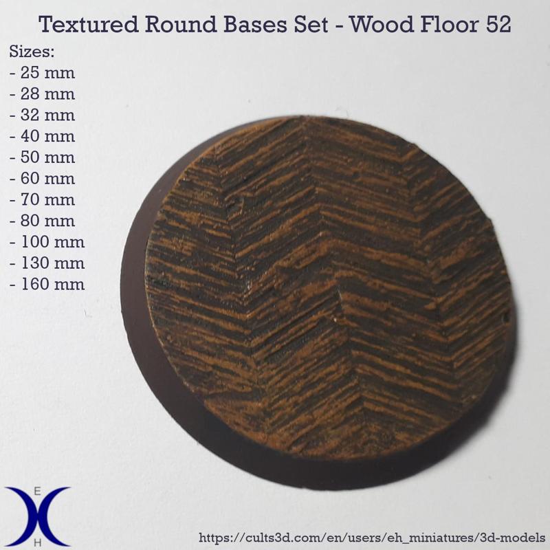 Round Bases Set – Wood Floor 52 Texture (25–160mm) | Perfect for Tabletop Wargames & RPG's