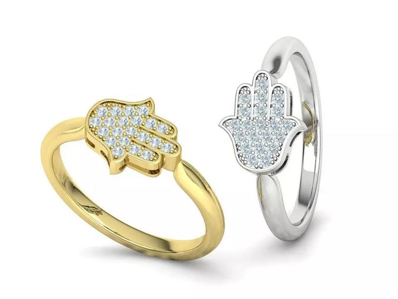 Hamsa Protective Ring East-West Ring  Many Fingers 3dmodel