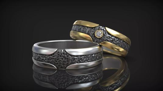 Hammered Texture Cross Diamond Brushed Wedding Band