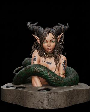 Elf-Snake: Daughter of the Ancient Forest 3D printable model-Elf-Snake: Daughter of the Ancient Forest 3D printable model
