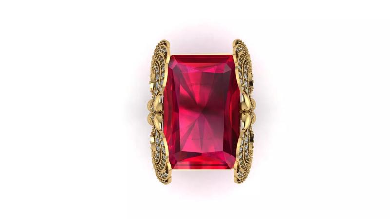 red ruby stylish ring 3d printable model