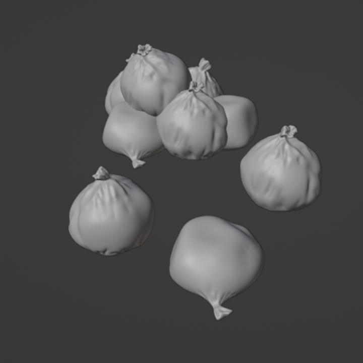 Modern 28mm Scale Garbage Bags STL – 3D Printable Urban Scatter Terrain for Miniature Tabletop Wargaming