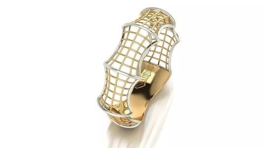 Rings gold and silver ring with mesh pattern