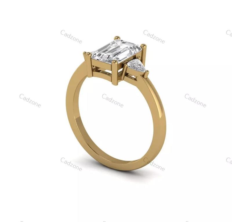 Emerald-Cut Diamond Ring 3D Model