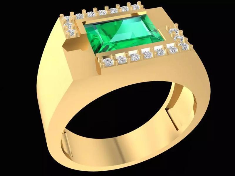 emeral and diamond men ring 2848