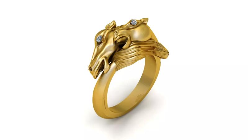 DOUBLE FACE HORSE RING 3D PRINTABLE MODEL
