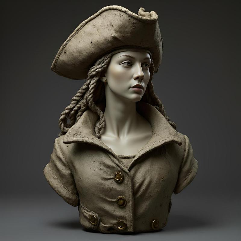 Female Pirate Bust: High-Detail 3D Print