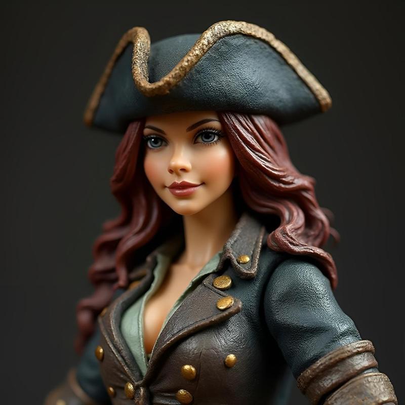 Female Pirate Bust: Detailed Head Model