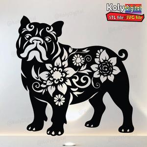 flowral bull dog wall art