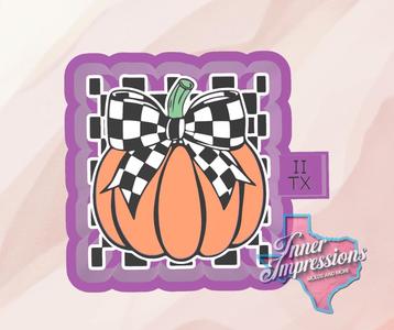 Checkered Pumpkin With Bow Freshie Mold
