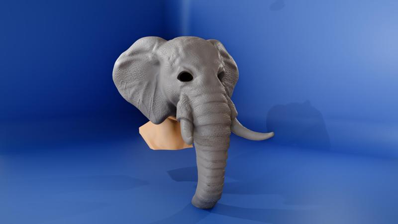 Elephant mask prop, movie set costume, alligator party wear 3d printing STL file