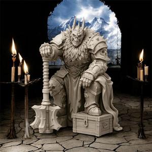 Undead Warlord on Throne – 3D Printable Fantasy Statue