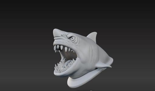 Angry Shark 3D Bust – High-Detail Shark Head Sculpture for 3D Printing